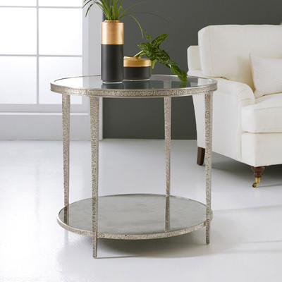 Modern History Sculpture Round Table - Ant. Aluminum