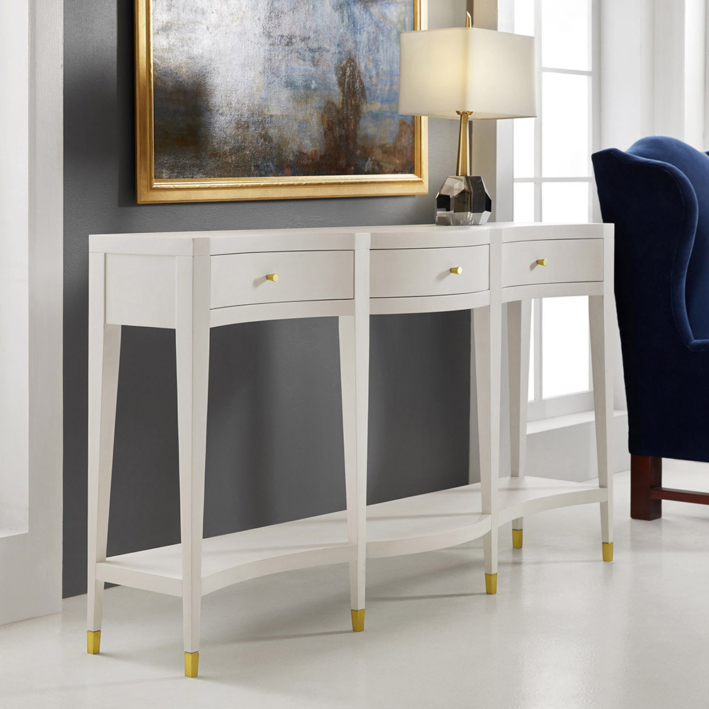 Modern History Serpentine Console Table White Linen