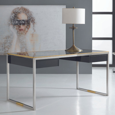 Modern History Stainless and Brass Writing Desk