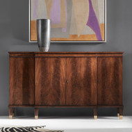 Modern History Walnut Breakfront Cabinet