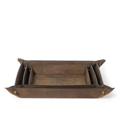 Regina Andrew Derby Leather Tray Set - Brown