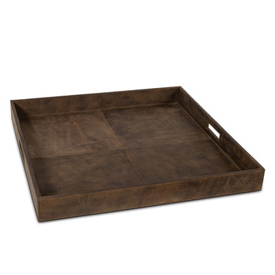 Regina Andrew Derby Square Leather Tray - Brown