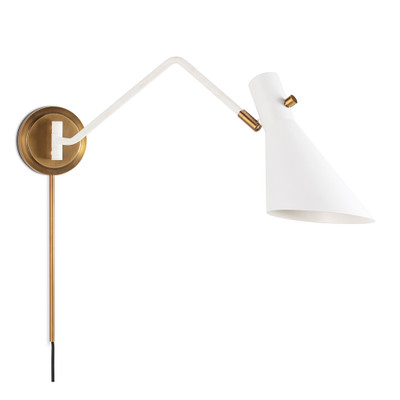 Regina Andrew Spyder Single Arm Sconce - White And Natural Brass