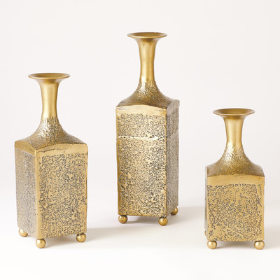 Global Views Aluminum Bottle Vase - Antique Gold - Med