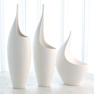 Global Views Curved Vase - Matte White - Low Stem