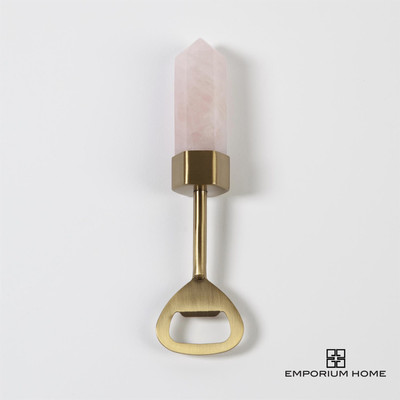 Global Views Emporium Home Rose Quartz Bottle Opener-Satin Brass