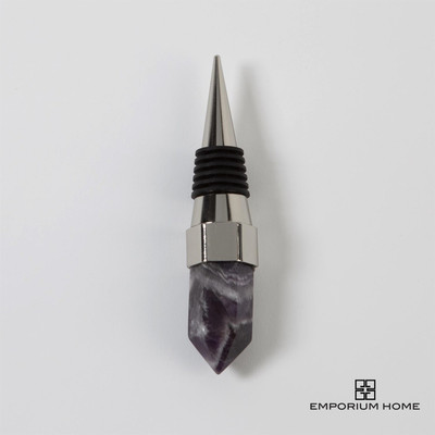 Global Views Emporium Home Amethyst Wine Stopper-Nickel