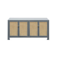 Worlds Away Sofia Cabinet - Cane/Brass/Grey Lacquer (Store)