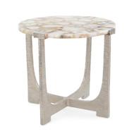 John Richard Unity Round Agate End Table - Nickel