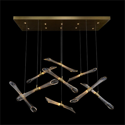 John Richard Rhapsody Fluted And Seeded Glass Tubes Horizontal Chandelier