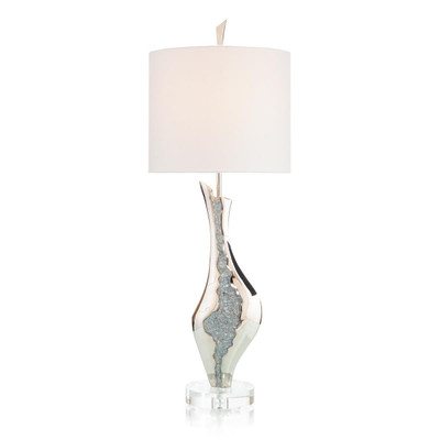 John Richard Glass Geode Table Lamp - Soft Blue