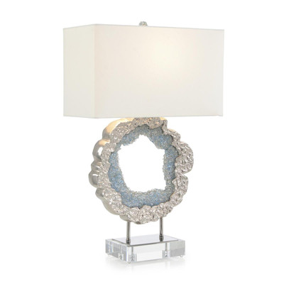 John Richard Hammered Nickel And Sea Blue Geode Table Lamp