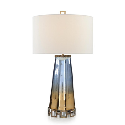 John Richard Sapphire Blue And Cognac Glass Table Lamp