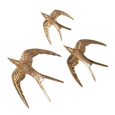 John Richard Set Of Three Brass Birds In Flight