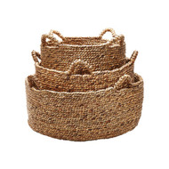 Set Of 3 Natural Low Rise Baskets