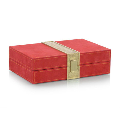 John Richard Scarlet Red Suede Box