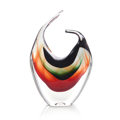John Richard Handblown Red/ Violet/ And Emerald Glass Sculpture I