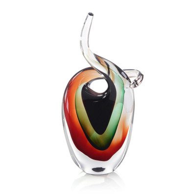 John Richard Handblown Red/ Violet/ And Emerald Glass Sculpture Ii