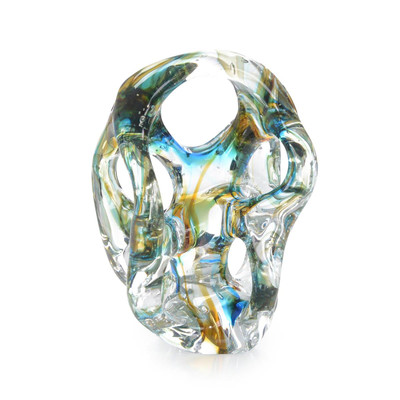 John Richard Azure Blue And Yellow Handblown Glass Sculpture I