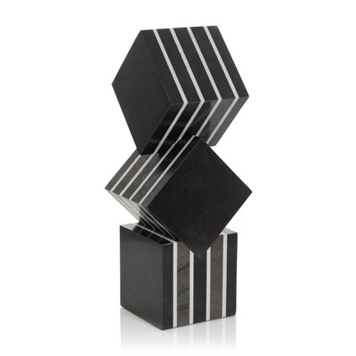 John Richard Cubed Black Marble Sculpture