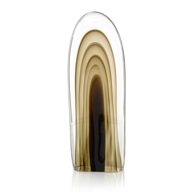 John Richard Rippled Brown Handblown Glass Sculpture I