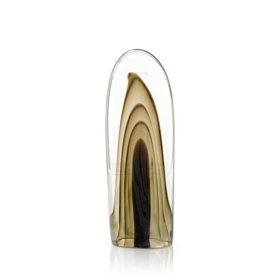 John Richard Rippled Brown Handblown Glass Sculpture Ii