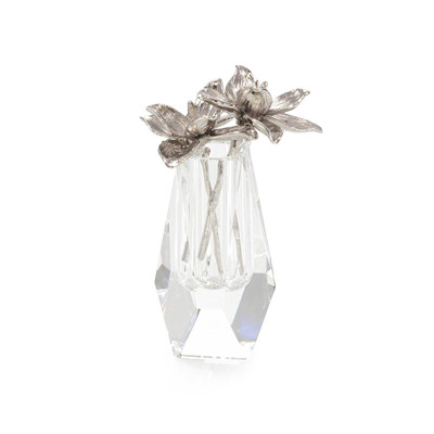 John Richard Metallic Botanical Sculpture With Crystal