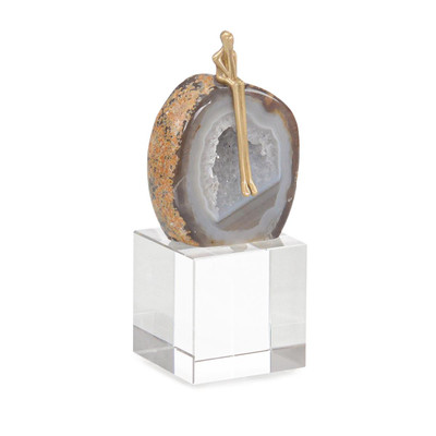 John Richard Agate Philosopher Sculpture On Crystal Base - Large