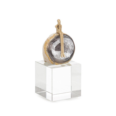 John Richard Agate Philosopher Sculpture On Crystal Base - Small