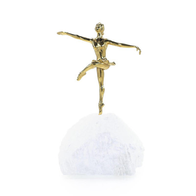 John Richard Brass Dancer Sculpture On Selenite I