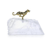 John Richard Sprinting Brass Panther Sculpture On Selenite