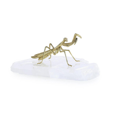John Richard Brass Mantis Sculpture On Selenite