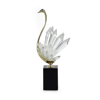 John Richard Crystalline Bird Sculpture On Black Base - Large