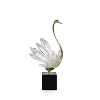 John Richard Crystalline Bird Sculpture On Black Base - Small