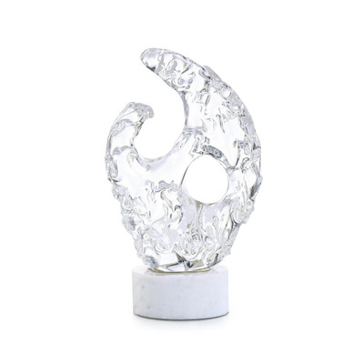 John Richard Glacial Wisp Sculpture On Marble Base - Small