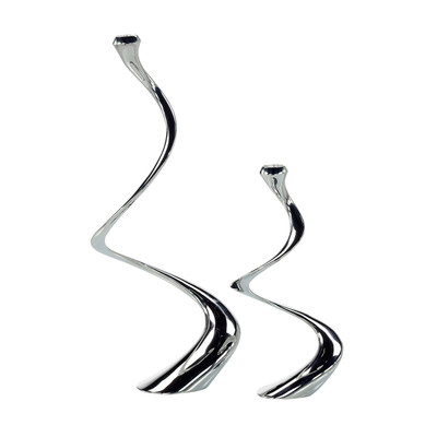 John Richard Silver Spiral Candleholders - Set Of 2
