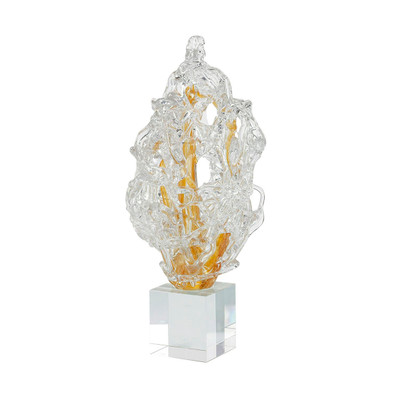 John Richard Frozen Flame Sculpture On Crystal Base - Small