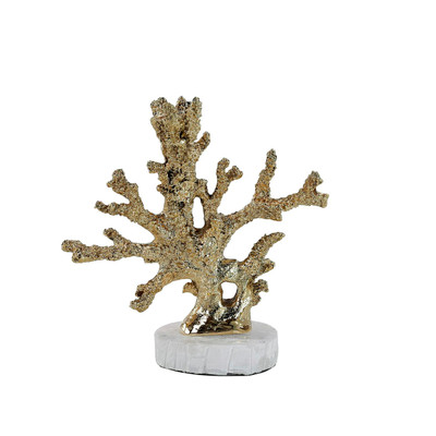 John Richard Brass Coral Candleholder On Selenite Base