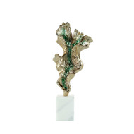 John Richard Gleaming Leaf Sculpture On Marble Base - Small Gold