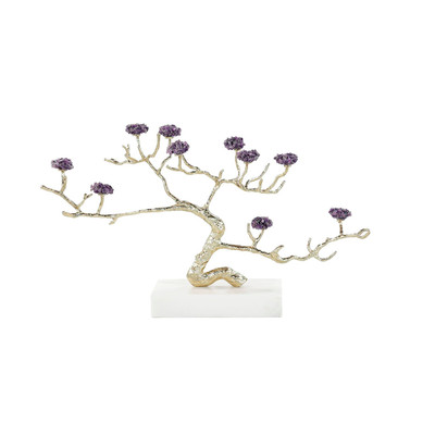 John Richard Crystal Canopy Sculpture On Marble Base - Brass