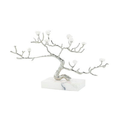 John Richard Crystal Canopy Sculpture On Marble Base - Nickel