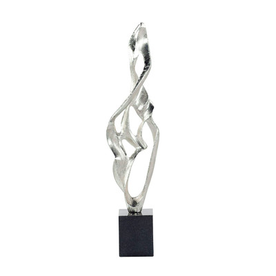 John Richard Abstract Flourish Sculpture On Marble Base - Nickel