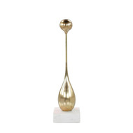 John Richard Drop Sculpture On Marble Base - Small Brass