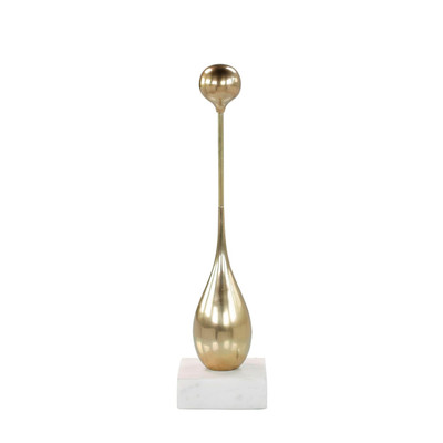 John Richard Drop Sculpture On Marble Base - Small Brass