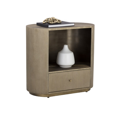 Sunpan Siena Nightstand - Oval - Antique Brass