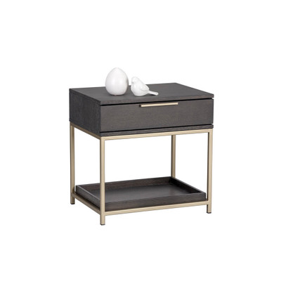 Sunpan Rebel Nightstand - Small - Gold - Charcoal Grey