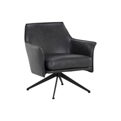 Sunpan Crosby Swivel Lounge Chair - Alpine Black Leather