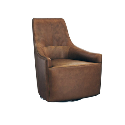 Sunpan Carmine Swivel Lounge Chair - Cognac Leather