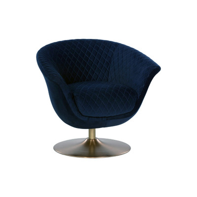 Sunpan Carine Swivel Lounge Chair - Quilted Abbington Navy