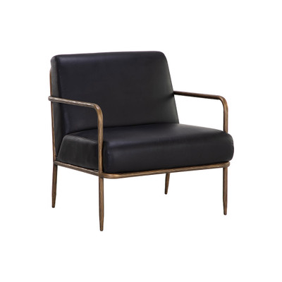 Sunpan Lathan Lounge Chair - Charcoal Black Leather